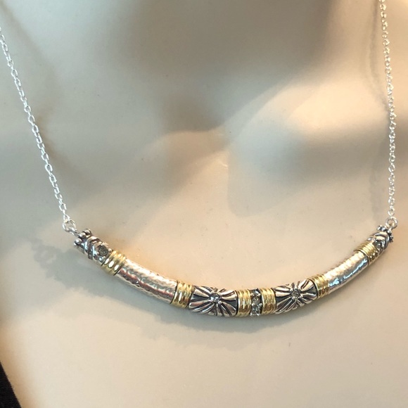 Gorgeous Silpada Sterling Silver .925 Brass Curved Bar Canyon Necklace - Picture 1 of 4
